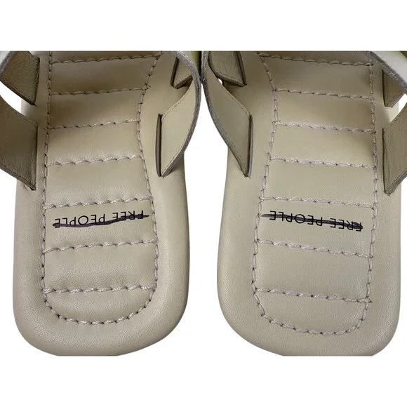 Free People Women's Sloan Buckle Open Toe Leather Sandals Buttermilk Size 8 - Picture 10 of 10